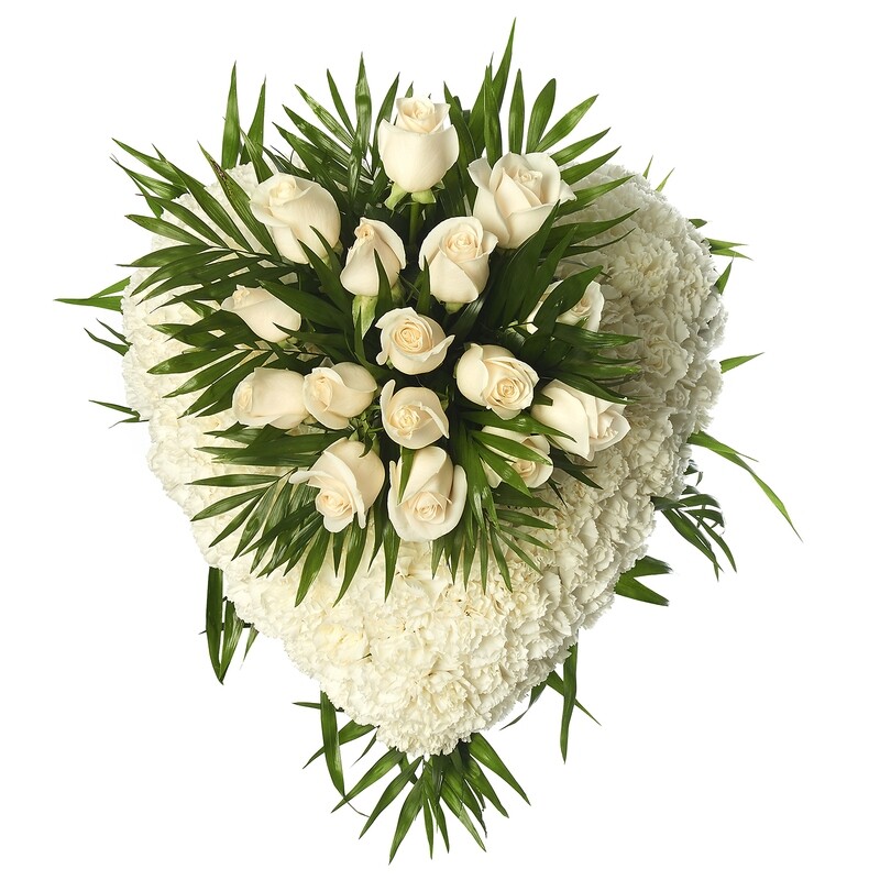 Corazón de clavel blanco